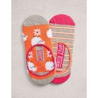 White Stuff 2 Pack Cotton Rich Patterned Footsies Red Mix