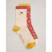 White Stuff 2 Pack Cotton Rich Breakfast Ankle High Socks Natural Mix