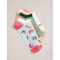 White Stuff 3 Pack Cotton Rich Summer Trainer Socks Blue Mix