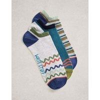 White Stuff 3 Pack Patterned Cotton Rich Trainer Socks Teal Mix