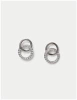 Platinum Plated Twin Circle Earrings