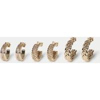 M&S 3 Pack Textured Stone Hoop Multipack Gold