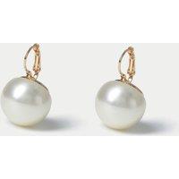 M&S Glass Pearl French Clip Earrings Cream