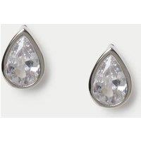 M&S Platinum Plated Pear Stud Earrings Silver