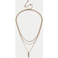 M&S Rectangle Pendant Multirow Necklace Gold