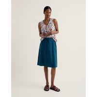 Seasalt Cornwall Pure Linen Patch Pocket A-Line Skirt Teal