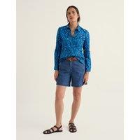 Seasalt Cornwall Cotton Rich Denim High Waisted Shorts Blue Denim