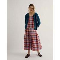 Seasalt Cornwall Pure Cotton Checked A-Line Midi Skirt Multi