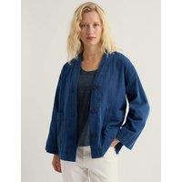 Seasalt Cornwall Pure Cotton Denim Relaxed Jacket Blue Denim