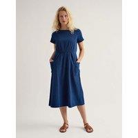 Seasalt Cornwall Pure Cotton Denim Midi Waisted Dress Blue Denim