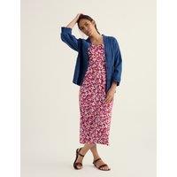 Seasalt Cornwall Pure Cotton Floral Midi Waisted Dress Red Mix