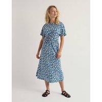 Seasalt Cornwall Cotton Rich Floral Twist Front Midi Tea Dress Blue Mix