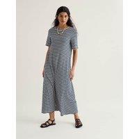 Seasalt Cornwall Pure Cotton Striped Round Neck T-Shirt Dress Navy Mix