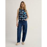 Seasalt Cornwall Pure Linen Geometric Print Top Blue Mix