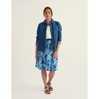 Seasalt Cornwall Cotton Rich Floral Knee Length A-Line Skirt Blue Mix