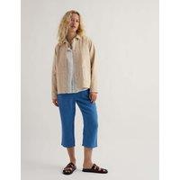 Seasalt Cornwall Pure Linen Straight Leg Cropped Trousers Blue