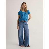 Seasalt Cornwall Pure Cotton Scoop Neck Relaxed T-Shirt Blue