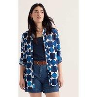 Seasalt Cornwall Cotton Rich Geometric Shirt Blue Mix