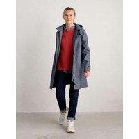 Seasalt Cornwall Pure Cotton Waterproof Hooded Longline Raincoat Blue