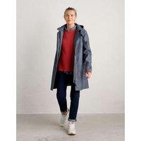 Seasalt Cornwall Pure Cotton Waterproof Hooded Longline Raincoat Blue