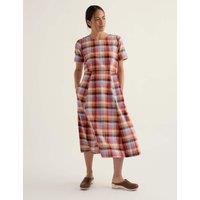 Seasalt Cornwall Pure Cotton Checked Midi Waisted Dress Multi