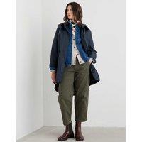 Seasalt Cornwall Linen Rich Waterproof Hooded Longline Coat Navy