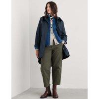 Seasalt Cornwall Linen Rich Waterproof Hooded Longline Coat Navy