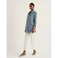 Seasalt Cornwall Cotton Rich Floral 3/4 Sleeve Longline Tunic Blue Mix