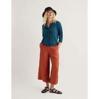 Seasalt Cornwall Pure Linen Side Zip Wide Leg Culottes Orange