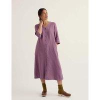 Seasalt Cornwall Pure Linen V-Neck Midi Shift Dress Purple