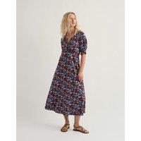 Seasalt Cornwall Cotton Rich Floral Notch Neck Midi Tea Dress Multi