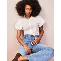 RO&ZO Pure Cotton Textured Puff Sleeve Shirt White