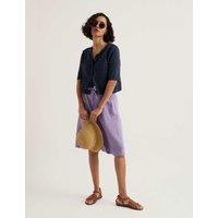 Seasalt Cornwall Pure Linen Patch Pocket A-Line Skirt Purple