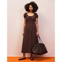 RO&ZO Pure Cotton Scoop Neck Midaxi Waisted Dress Brown