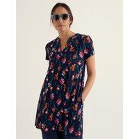 Seasalt Cornwall Cotton Rich Jersey Short Sleeve Tunic Navy Mix