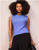 RO&ZO Cotton Rich Textured Knit Tank Top Mid Blue