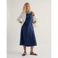 Seasalt Cornwall Pure Linen Round Neck Midi Shift Dress Blue