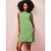 RO&ZO Cotton Blend Scallop Bow Mini Shift Dress Green
