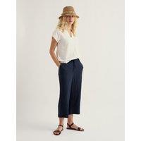 Seasalt Cornwall Pure Cotton Wide Leg Cropped Culottes Navy