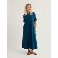 Seasalt Cornwall Pure Cotton Round Neck Maxi Dress Teal