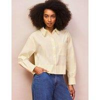 RO&ZO Pure Cotton Poplin Relaxed Cropped Shirt Yellow