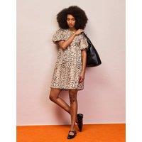 RO&ZO Pure Cotton Leopard Print Mini Shift Dress Brown Mix