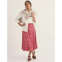 Seasalt Cornwall Cotton Rich Orchard Print A-Line Midi Skirt Red Mix
