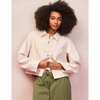 RO&ZO Denim Patch Pocket Lightweight Cropped Jacket Ecru