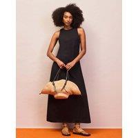 RO&ZO Cotton Blend Midaxi Column Dress with Linen Black