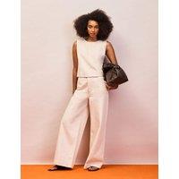 RO&ZO Pure Cotton Twill Wide Leg Jeans Ecru