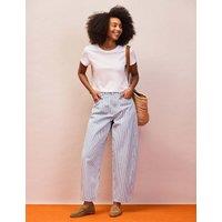 RO&ZO Mid Rise Striped Barrel Ankle Grazer Jeans Light Blue Mix