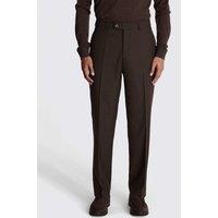 MOSS Relaxed Fit Flannel Stretch Suit Trousers Brown