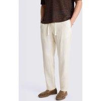 MOSS Tailored Fit Pure Linen Trousers Light Cream