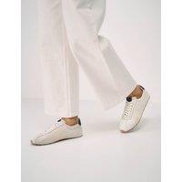 Crew Clothing Leather Lace Up Embossed Slim Trainers White